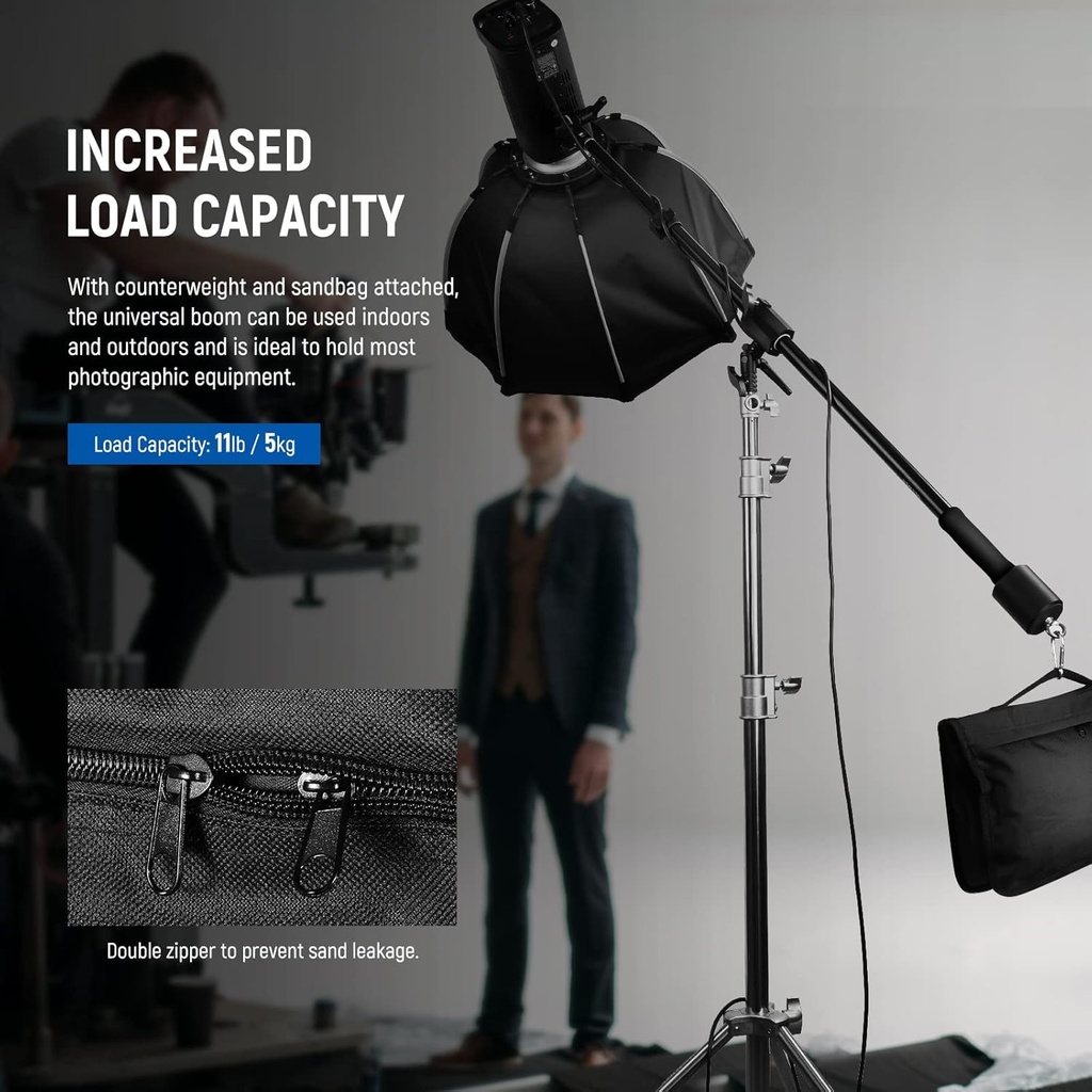 NEEWER Tripod Boom Arm 90 to 156cm with 1.5kg Counterweight and Sandbag 10101279