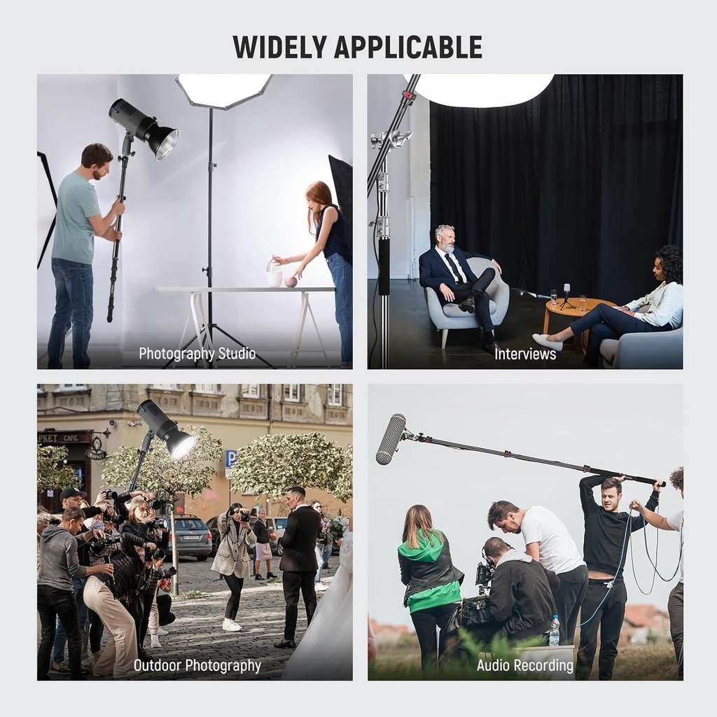 NEEWER 230cm Boom Pole Stand, Portable Telescopic Aluminum Handheld Light Stand 10102212