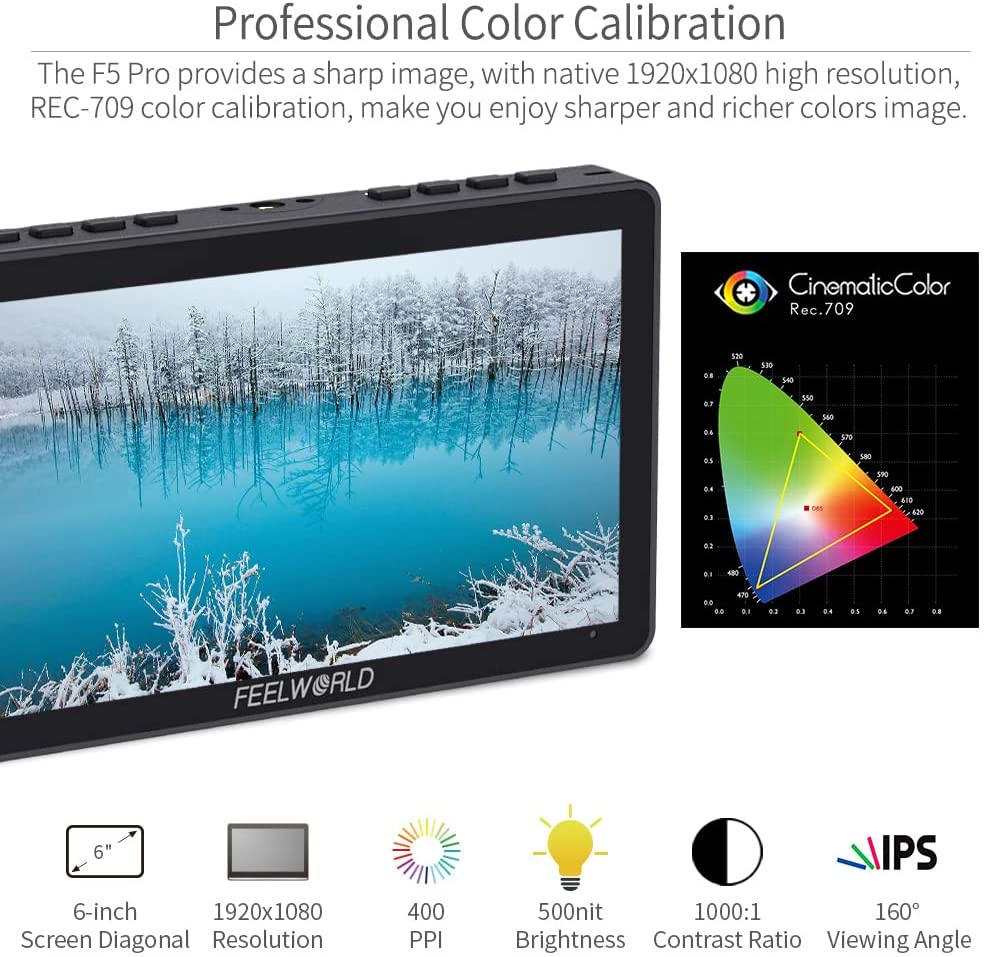 FEELWORLD F5 Pro  6inch ,4k touch on camera monitor