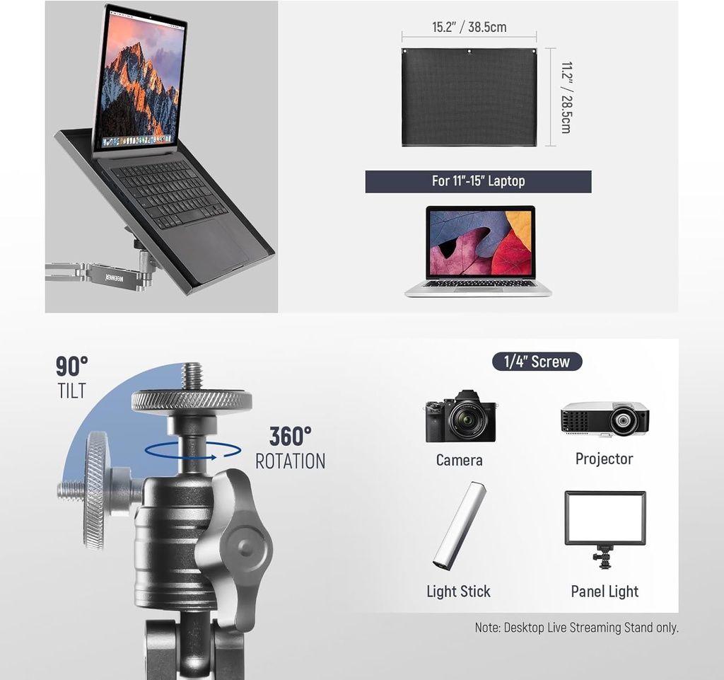 NEEWER DS002 Overhead Camera Rig, Table Mount, Live Broadcast Arm Stand 10102962