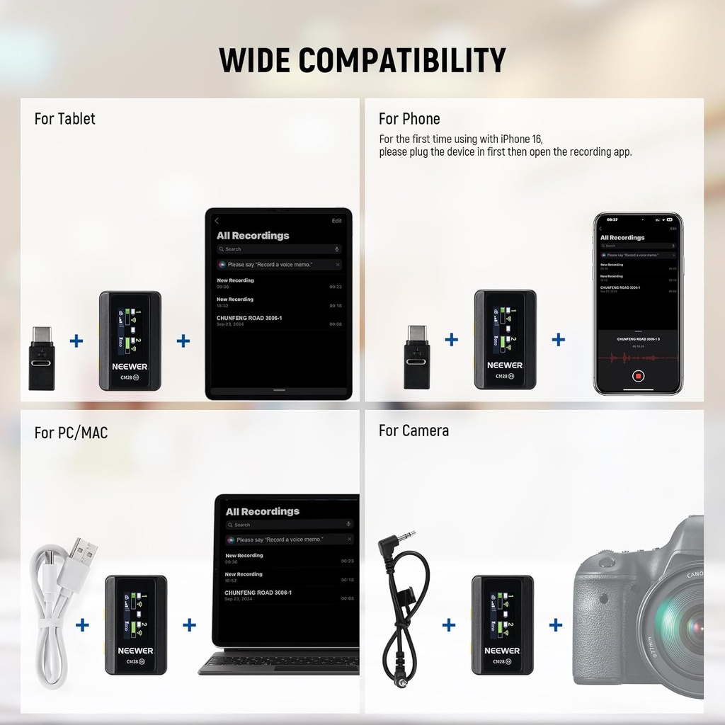 NEEWER CM28 Wireless Lavalier Lapel Microphone with Charging Case 21000061