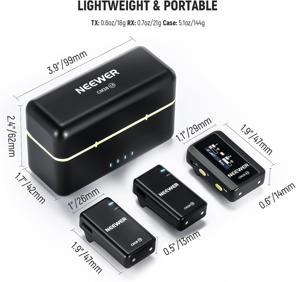 NEEWER CM28 Wireless Lavalier Lapel Microphone with Charging Case 21000061