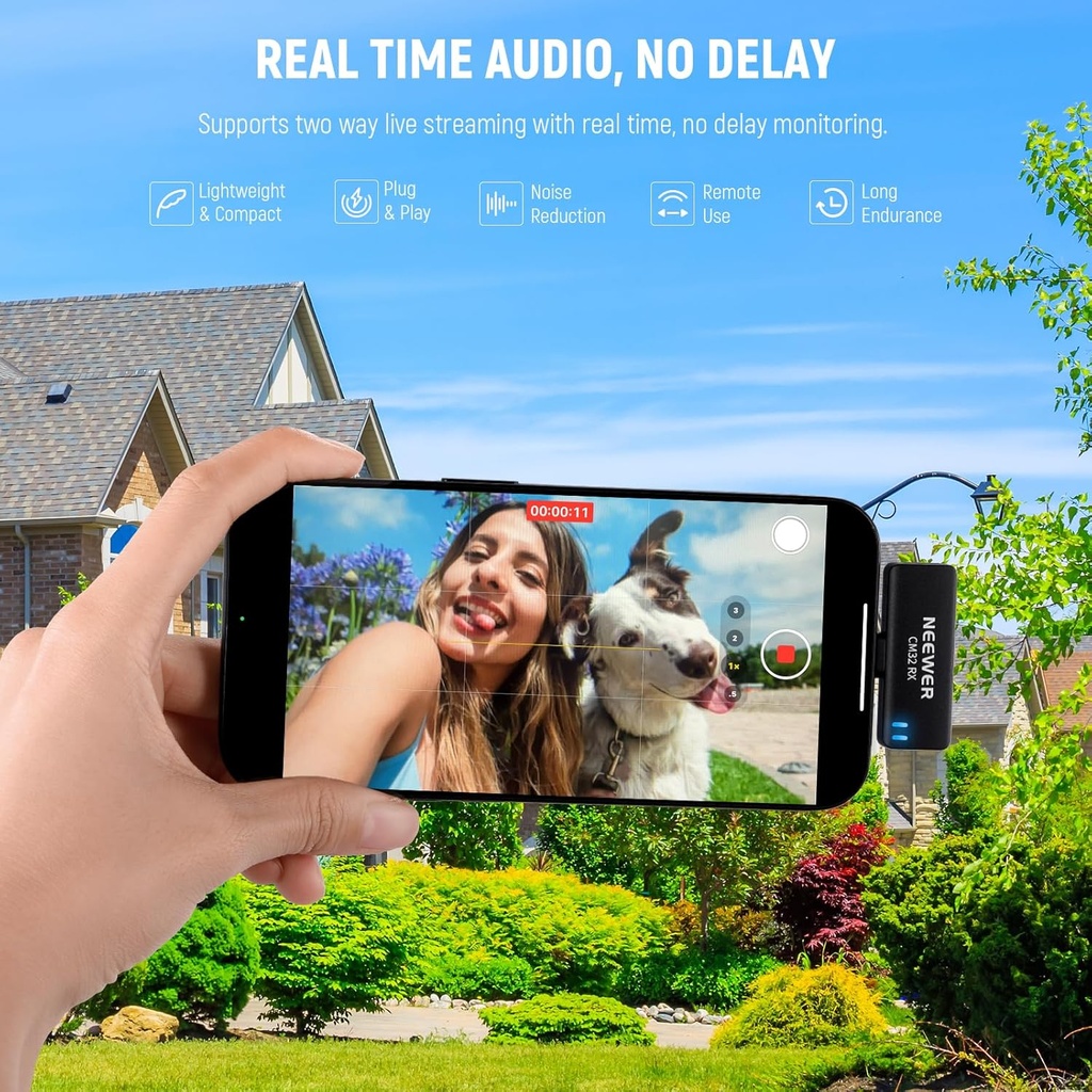 NEEWER Wireless Lavalier Microphone Set for USB C Phone, Dual Omnidirectional Condenser Lapel Mics, Noise Canceling 21000077