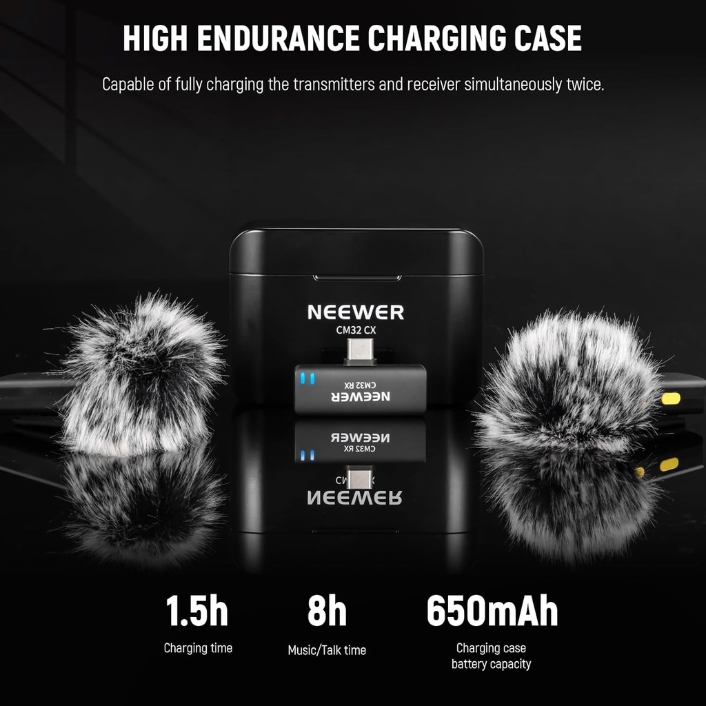 NEEWER Wireless Lavalier Microphone Set for USB C Phone, Dual Omnidirectional Condenser Lapel Mics, Noise Canceling 21000077