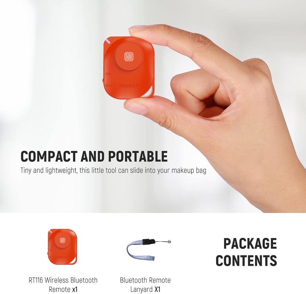 NEEWER Wireless RT116 Bluetooth Remote Camera Shutter Release Control with Lanyard 33000034