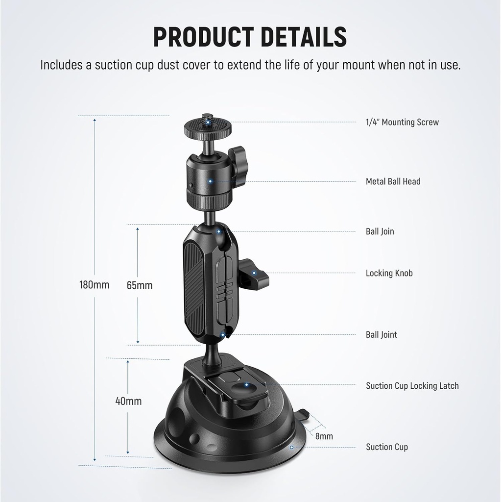 Neewer Suction Cup Mount for Mobile And Action Camera with Magic Arm 33000077