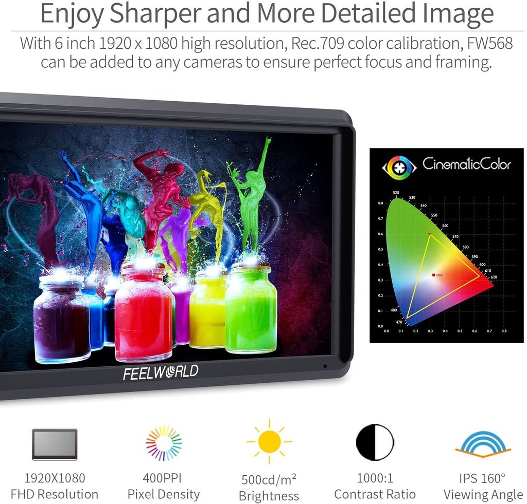 FeelWorld FW568 V2 5.5" IPS 500 cd/m² On-Camera Monitor