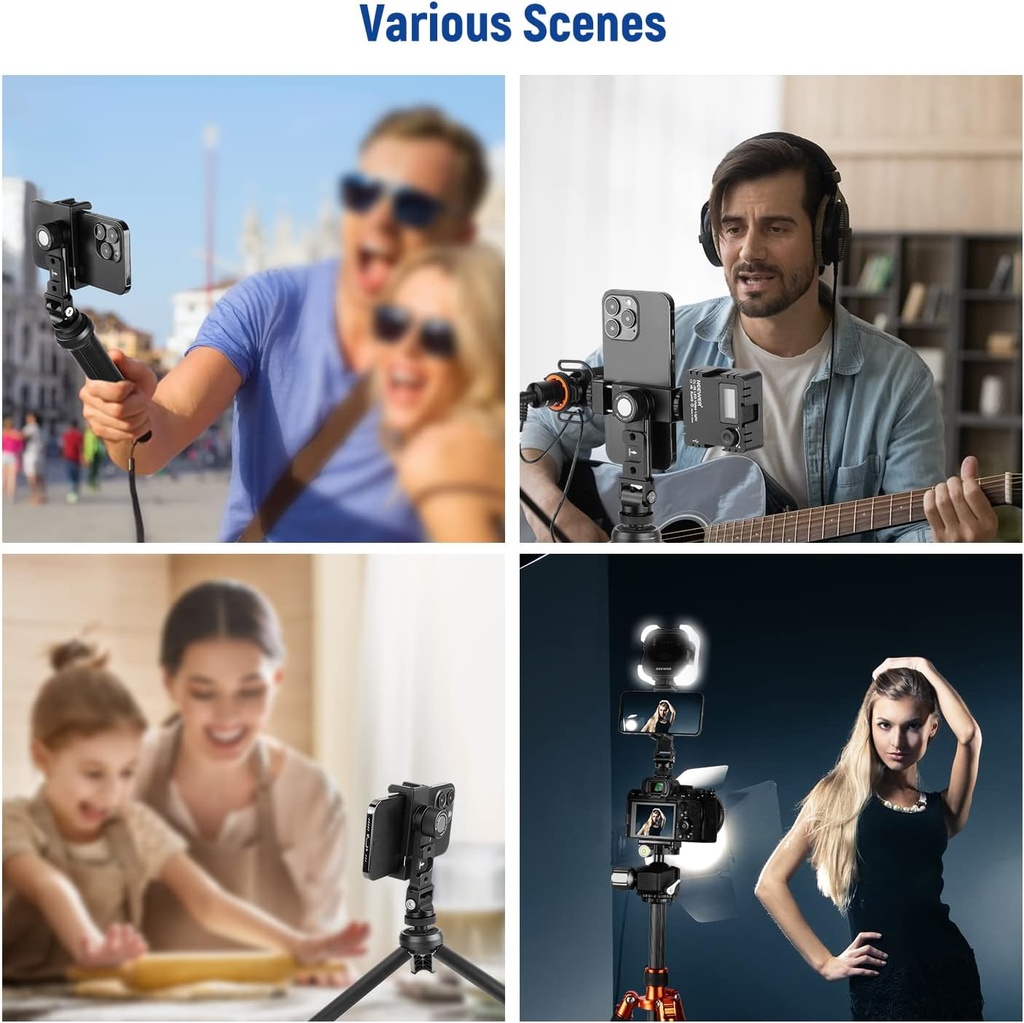 NEEWER Metal Cell Phone Tripod Mount Adapter with 4 Cold Shoes 10101666