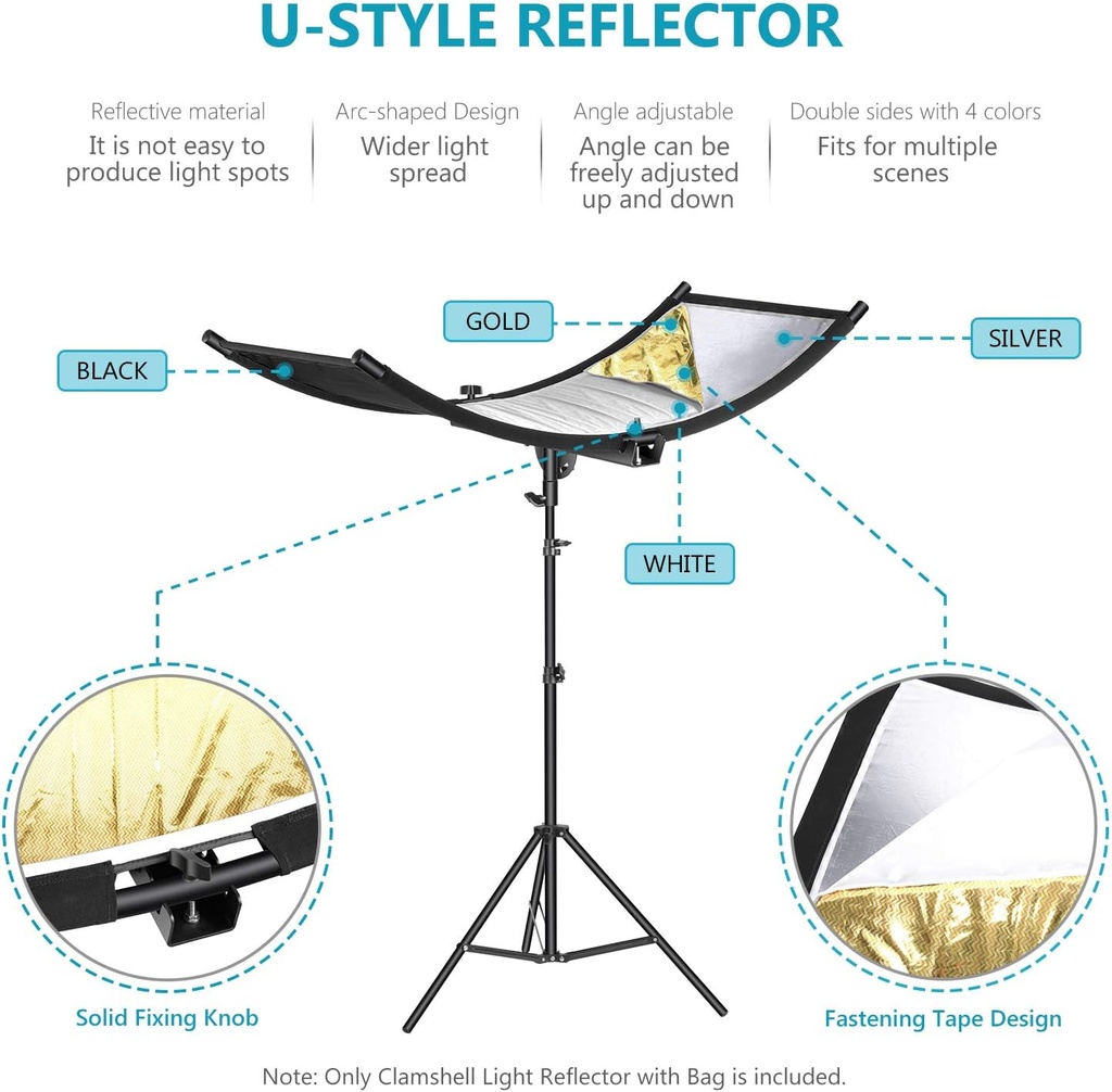 Neewer Clamshell Light Reflector Diffuser with Carrying Bag,100x45cm 10096860