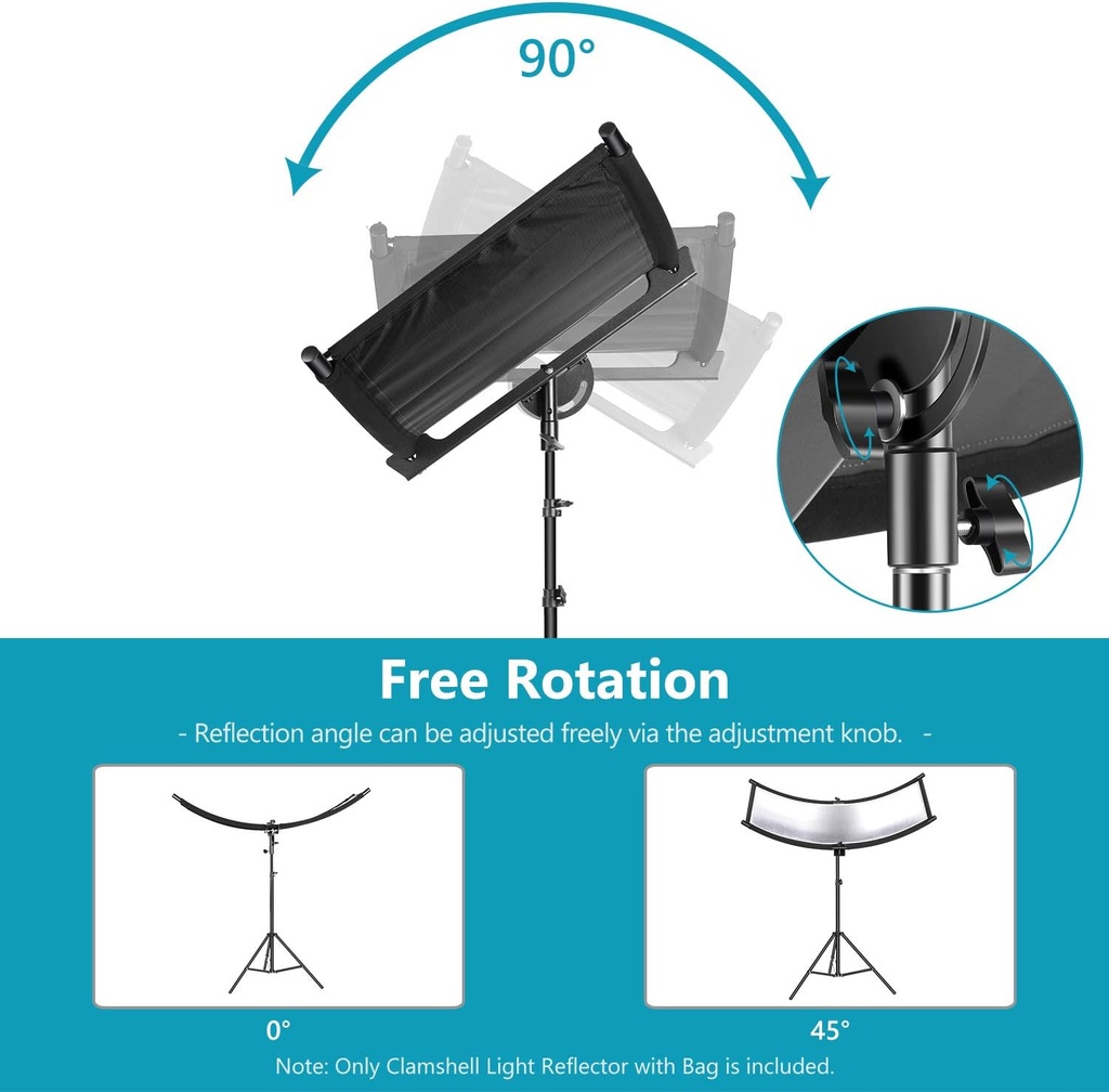 Neewer Clamshell Light Reflector Diffuser with 2M Light Stand and Carrying Bag,155x61cm 90096930