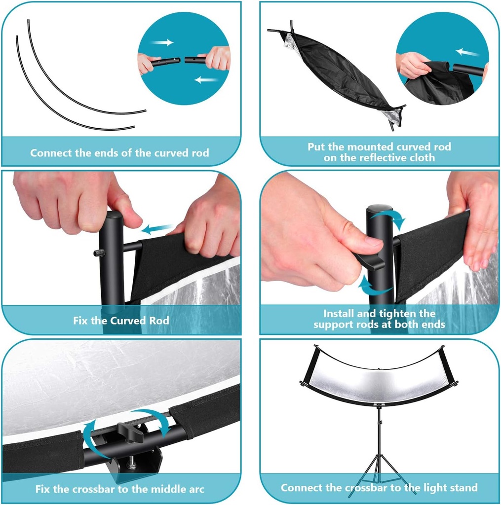 Neewer Clamshell Light Reflector Diffuser with 2M Light Stand and Carrying Bag,155x61cm 90096930