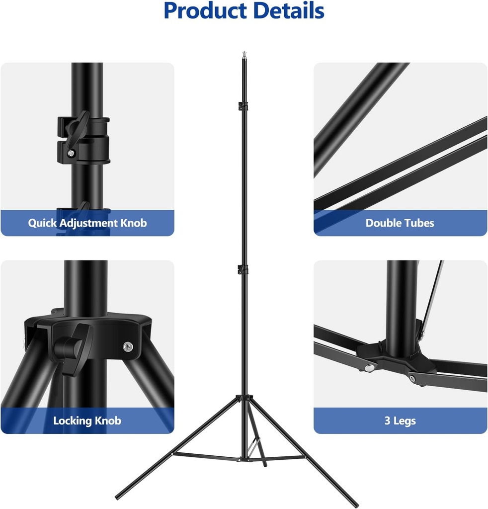 NEEWER T Shaped Background Support Stand Set, 2.6 m High, Adjustable Tripod Stand and 1.5 m Wide Cross Bars 10100024