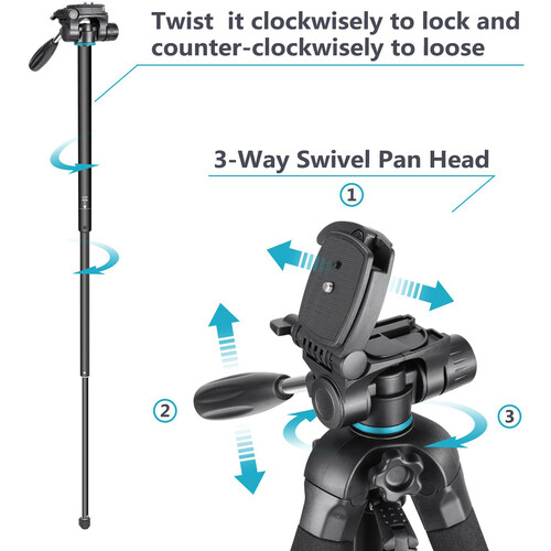 NEEWER ALUMINUM ALLOY CAMERA TRIPOD MONOPOD WITH PAN HEAD(BLUE) 10090794
