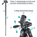 NEEWER ALUMINUM ALLOY CAMERA TRIPOD MONOPOD WITH PAN HEAD(BLUE) 10090794