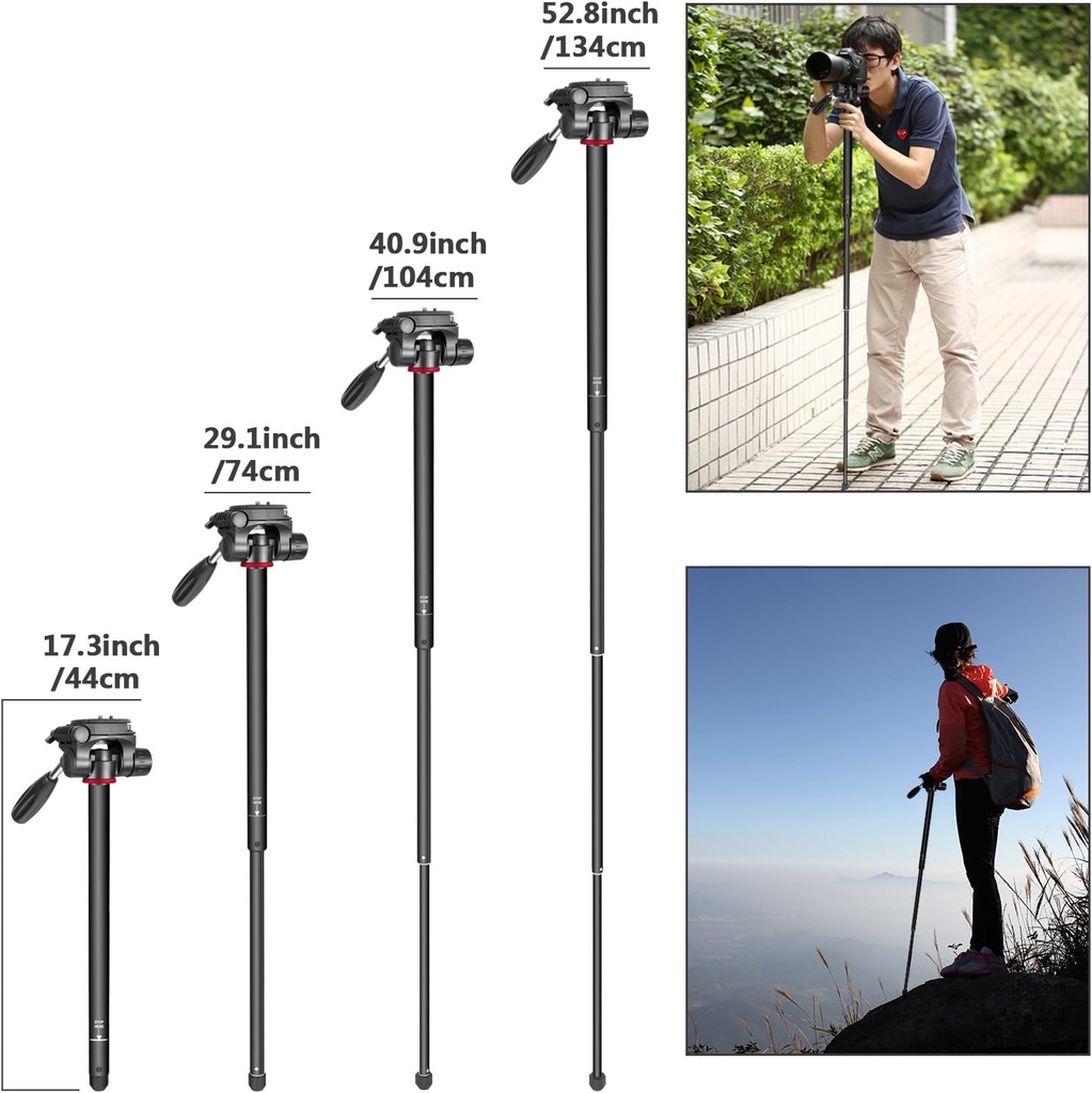 NEEWER ALUMINUM ALLOY CAMERA TRIPOD MONOPOD WITH PAN HEAD(RED) 10090793