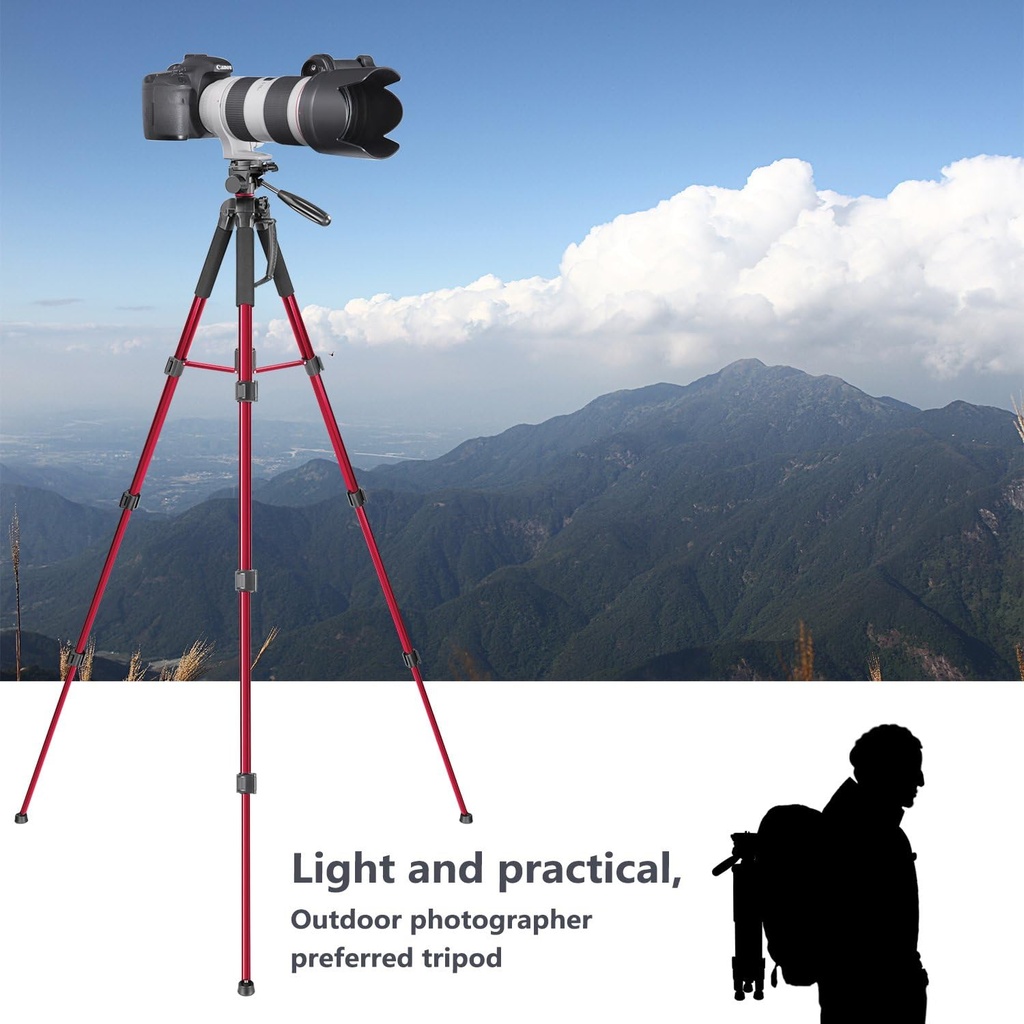 NEEWER ALUMINUM ALLOY CAMERA TRIPOD MONOPOD WITH PAN HEAD(RED) 10090793