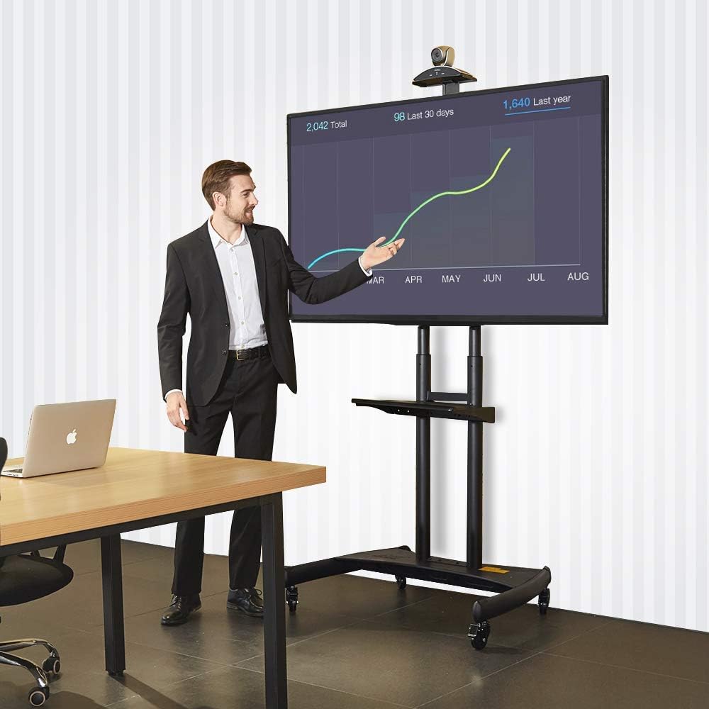 NB North Bayou Mobile TV Cart Rooling TV Stand with Wheels AVA1800-70-1P (Black) for 55" to 86"