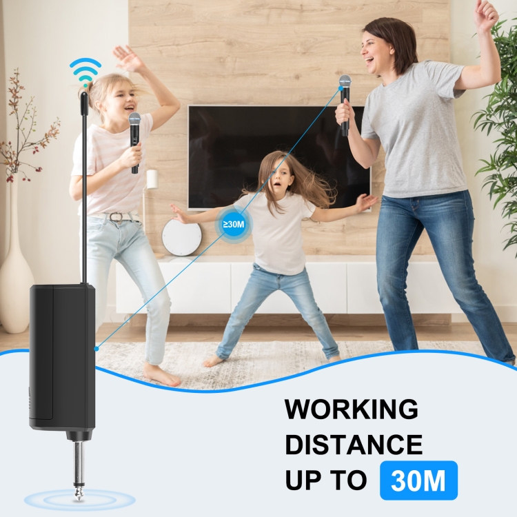 Puluz PU644B 1 To 2 Wireless Microphones with LED Display, 6.35mm Transmitter (Black)