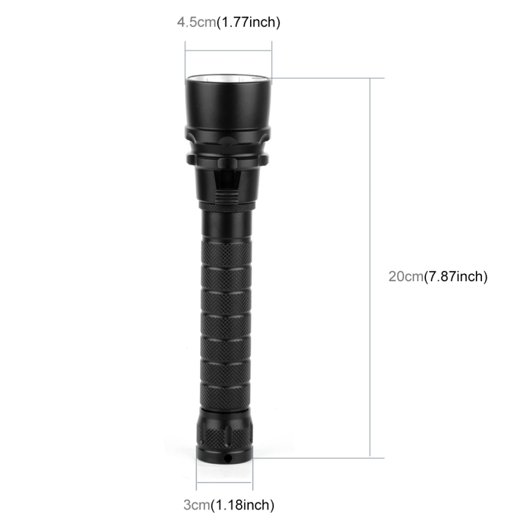 Puluz PU264 1000LM Aluminum Alloy 50m Depth Diving LED Flashlight Cold White Light Torch Light
