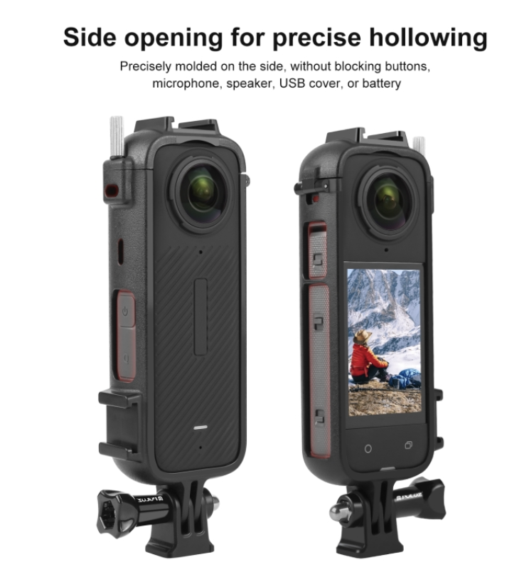 Puluz PU979B For Insta360 X4 PULUZ Cold Shoe PC Plastic Protective Frame with Adapter Mount & Screw (Black)