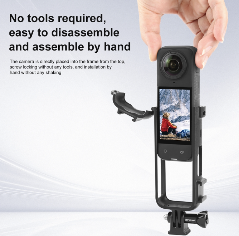 Puluz PU979B For Insta360 X4 PULUZ Cold Shoe PC Plastic Protective Frame with Adapter Mount & Screw (Black)