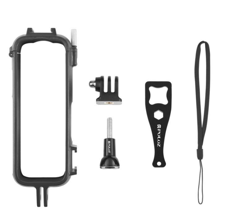 Puluz PU979B For Insta360 X4 PULUZ Cold Shoe PC Plastic Protective Frame with Adapter Mount & Screw (Black)