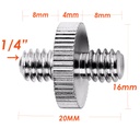 1/4" Male to 1/4" Male Camera Screw Adapter For Tripod Mount Holder