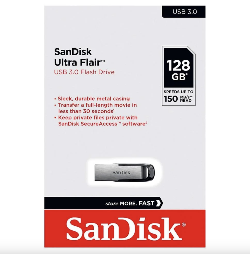 SanDisk Ultra Flair 128GB USB 3.0 150 MB/s Flash Drive
