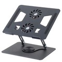 Rotating Aluminum Laptop Stand YL-906 with 2 Cooling Fans up to 15.6'' Black