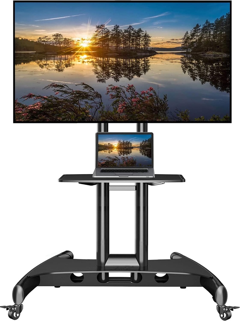 NB North Bayou AVA1800-70-1P Mobile TV Cart with Wheels for 55"-90" Displays (Black)