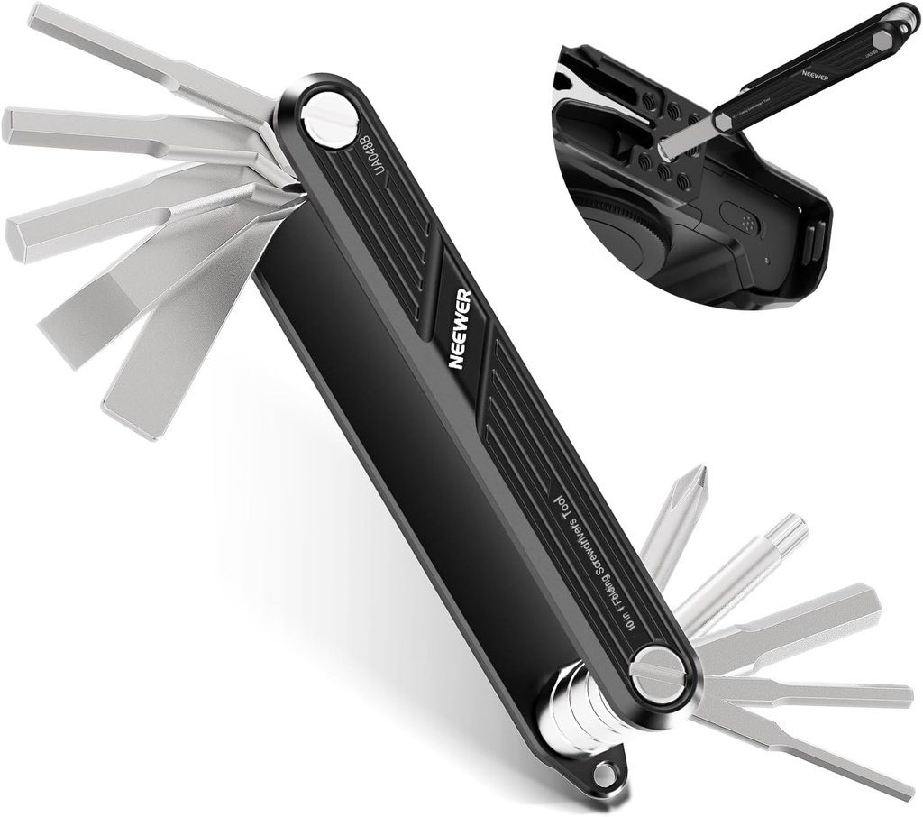 Neewer 10-in-1 Folding Tool Set with Screwdrivers and Hex Wrenches - Black (10103286)