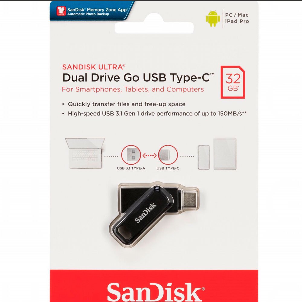 SanDisk 32GB Ultra Dual Drive Go USB Type-C Flash Drive