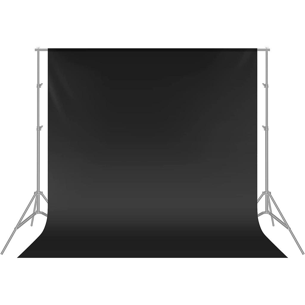 Neewer 1.8 x 2.8m Pure Muslin Collapsible Backdrop - Black (Background Only)