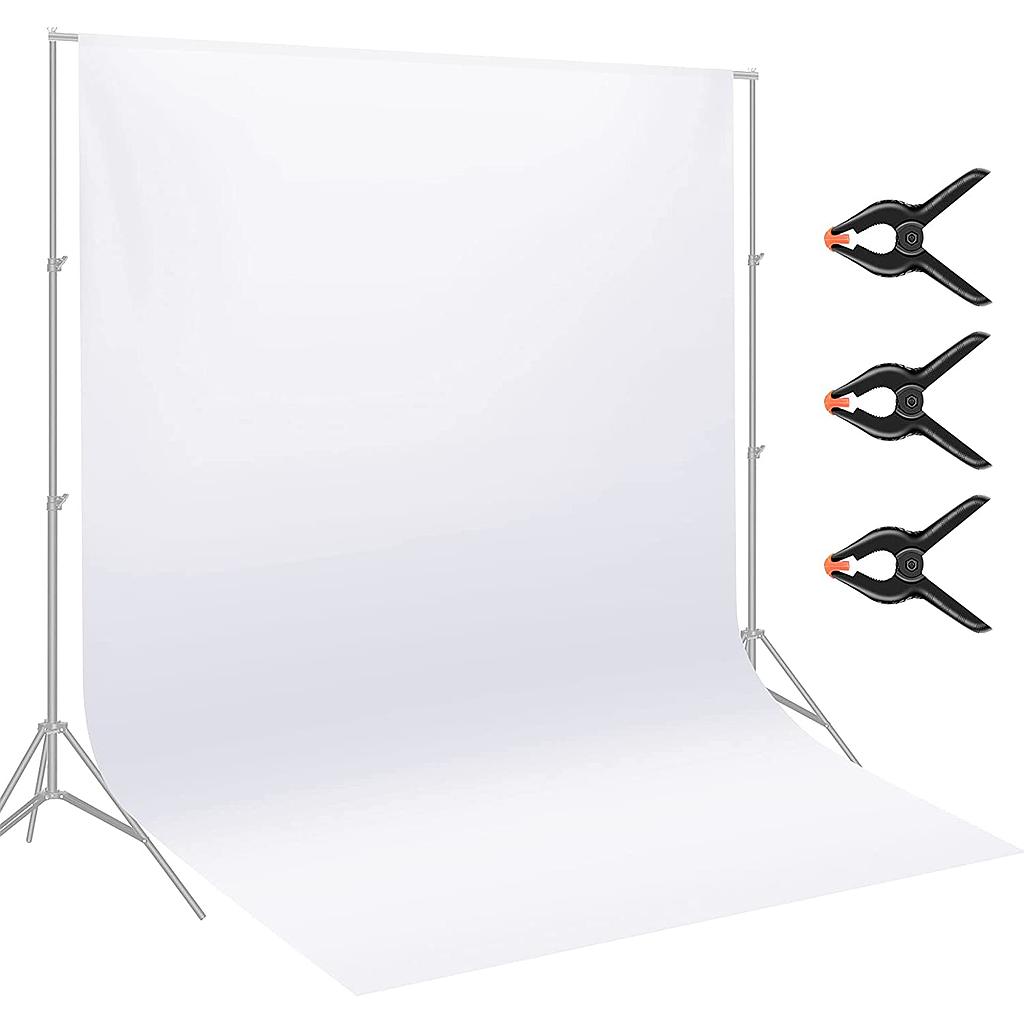 Neewer 2.8 x 4.6m Polyester Photography Backdrop - White (with 3 Clamps)
