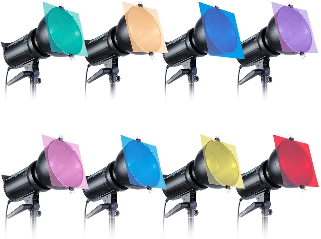 Neewer 30 x 30cm Color Correction Lighting Gel Filter Set (8 Colors, 8-Pack)