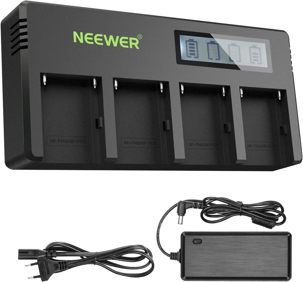 Neewer 4-Channel NP-F Battery Charger with LCD Display (10101221)