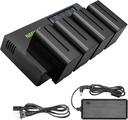 Neewer 4-Pack NP-F970 7.4V 6600mAh Replacement Batteries with 4-Channel Charger