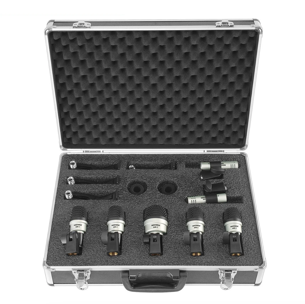 Neewer 7-Piece Wired Dynamic Drum Microphone Kit with Kick Bass Mic (40100315)