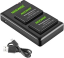 NEEWER 2-Pack LP-E17 Replacement Battery and Dual USB Charger for Canon