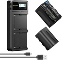شاحن سريع مزدوج USB من Neewer مع عبوتين من بطاريات الليثيوم NP-F750 سعة 5600mAh (رقم الموديل: 10099856).