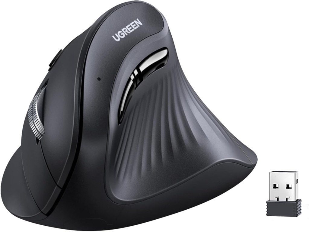 UGREEN 25444 - ماوس عمودي لاسلكي (Bluetooth 5.0 + 2.4G) ماوس مريح مع 5 أزرار