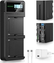 بطاريتان NEEWER NP-F970 بسعة 10050 مللي أمبير مع شاحن سريع بقدرة 20 واط بتقنية PD – طقم مكون من 2 قطعة (رقم الموديل: 10102661).
