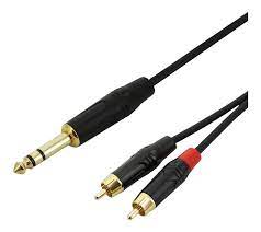 Doonjiey Audio Cable - 2 RCA Male to 1 Jack 6.5mm Male