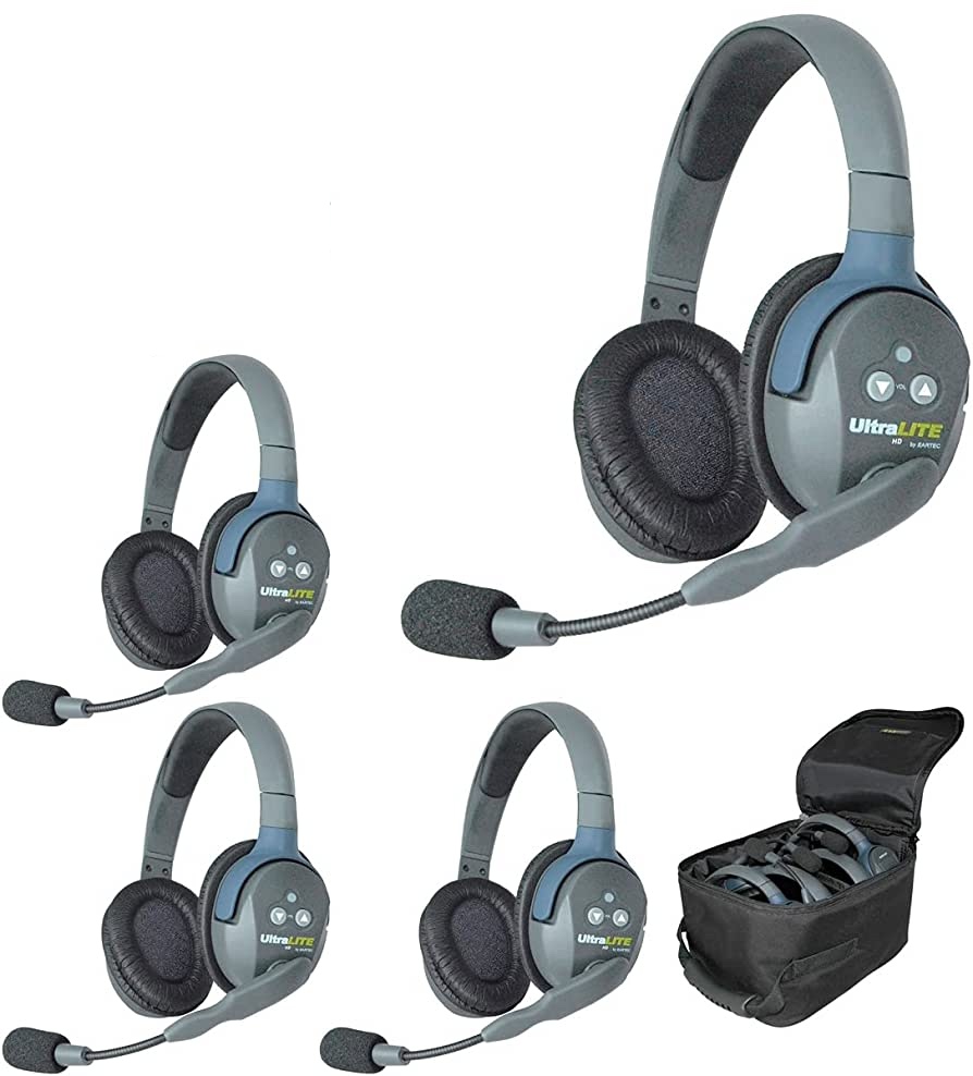 Eartec UltraLITE UL5D Full-Duplex Wireless Intercom with 5 Dual-Ear Headsets