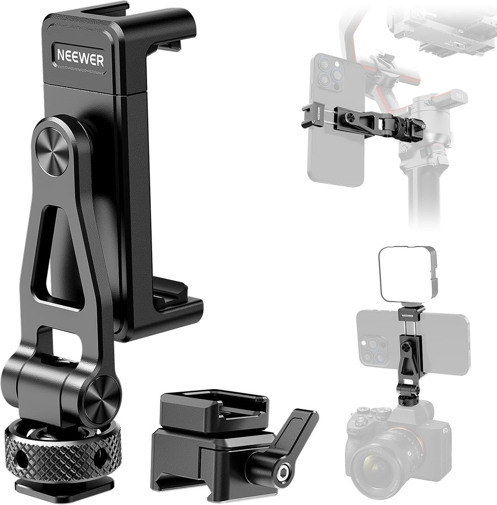 حامل هاتف معدني من Neewer مع قاعدة cold shoe ومشبك NATO متوافق مع مثبتات DJI Ronin رقم المنتج: 10103112