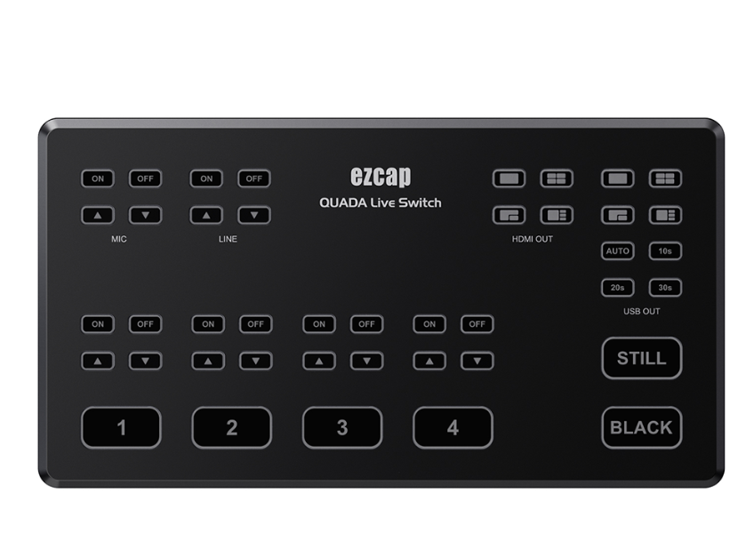 ezcap328 QUADA 4-Channel HDMI to USB-C Live Video Switcher