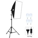 Puluz PU5071 استوديو تصوير مع سوفت بوكس بحجم 50×70 سم، مزوّد بلمبة LED بقاعدة E27، مع موزّع ضوء وحامل إضاءة.