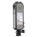 Puluz PU979B – إطار حماية بلاستيكي (PC) مزود بحذاء بارد (Cold Shoe) مع قاعدة تثبيت ومسمار، مخصص لكاميرا Insta360 X4 – لون أسود.