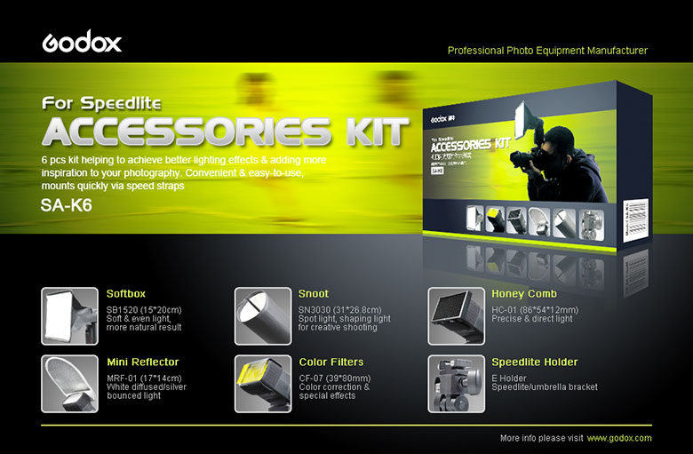 Godox SA-K6 Speedlite Accessories Kit (6 pcs)