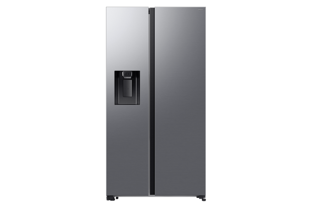 Samsung Refrigerator RS70F64KETML (635L capacity, mono cooling with metal duct, power cool & freeze, tempered glass shelves, LED lighting, indoor ice maker, water & ice dispenser, AI inverter compressor, recessed handles, matte metal finish, WiFi, Bixby & SmartThings support)